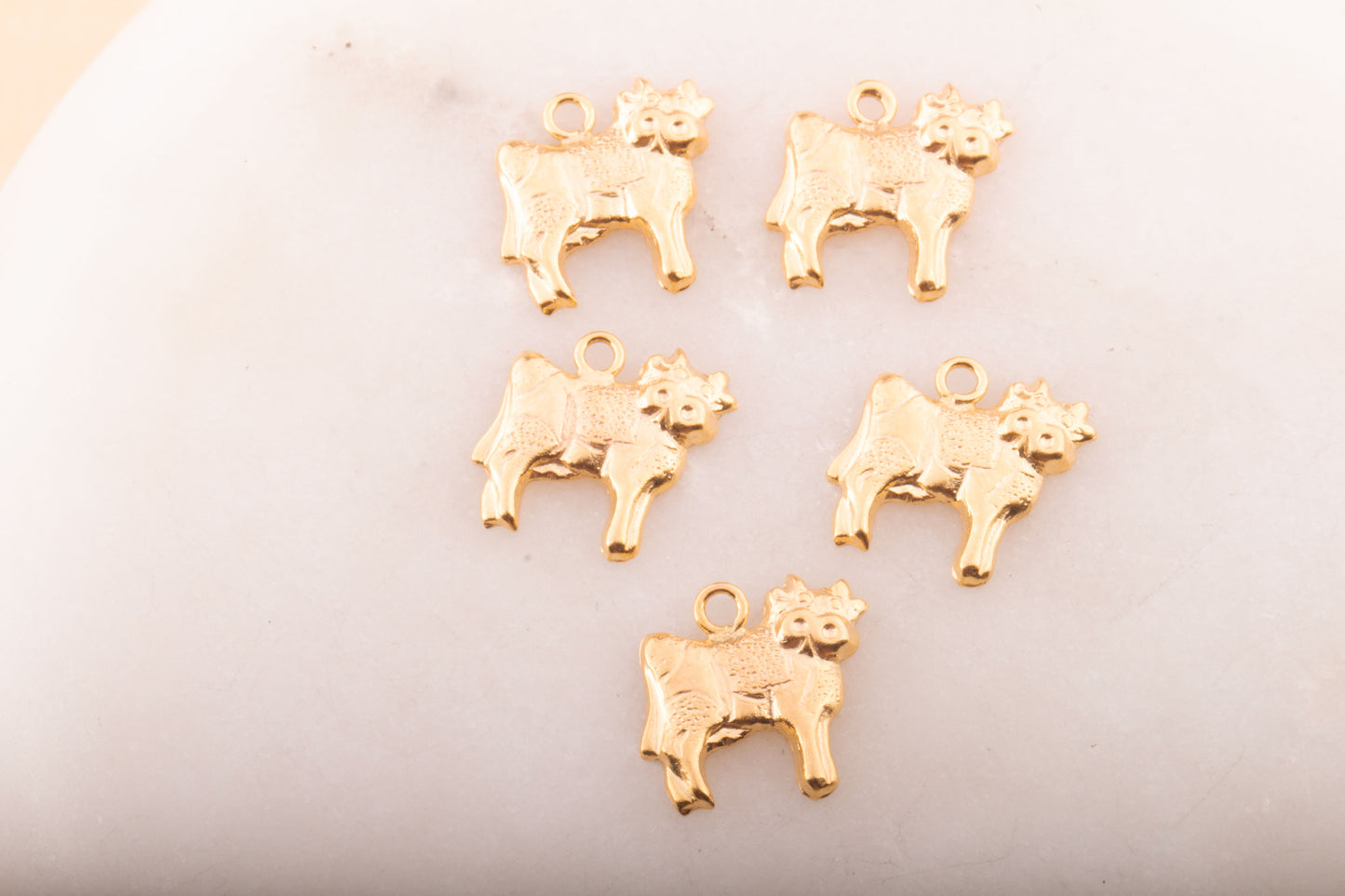 Cow Stamped Charm in Gold Filled, Farm Animal Charm, Farm Charms, Holstein Dairy Cow Gold Filled Charm, Milk Cow, Cattle Charm, Dairy Cow