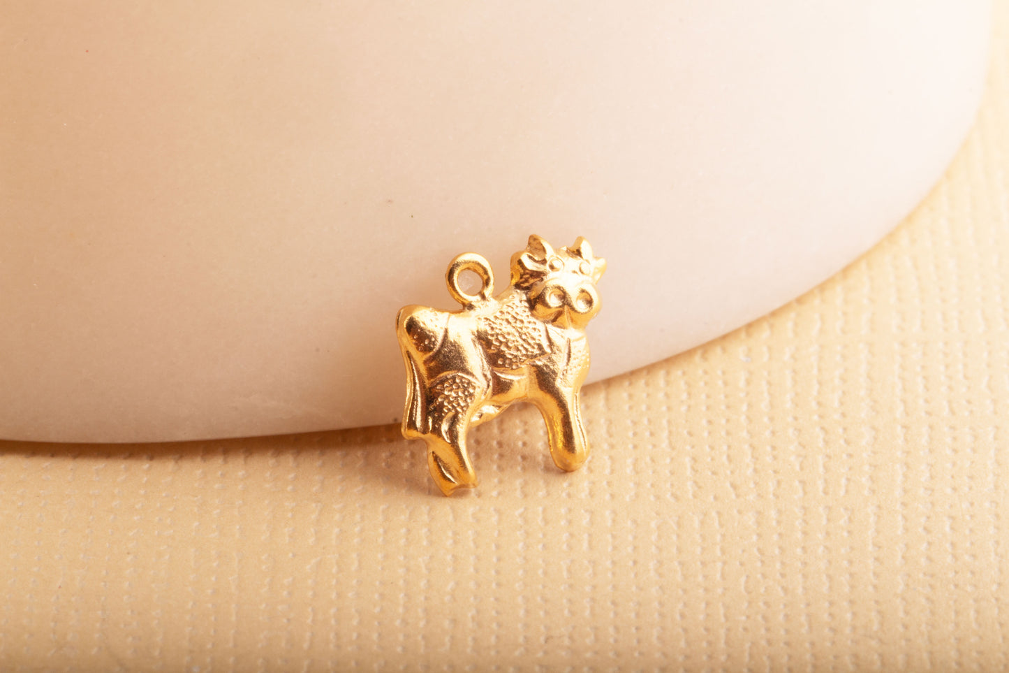 Cow Stamped Charm in Gold Filled, Farm Animal Charm, Farm Charms, Holstein Dairy Cow Gold Filled Charm, Milk Cow, Cattle Charm, Dairy Cow