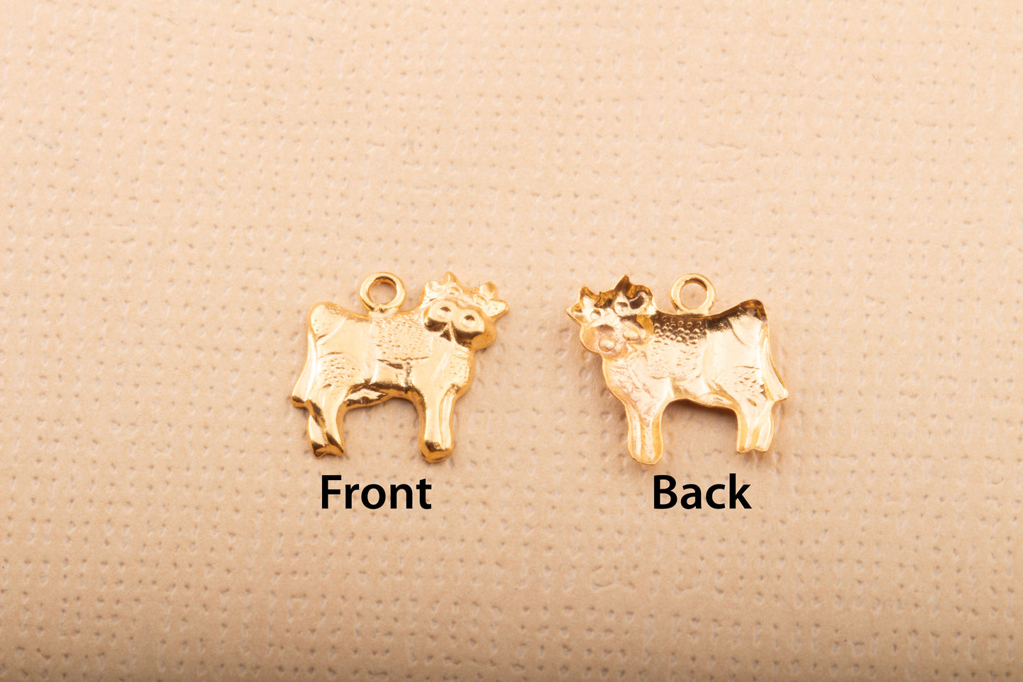 Cow Stamped Charm in Gold Filled, Farm Animal Charm, Farm Charms, Holstein Dairy Cow Gold Filled Charm, Milk Cow, Cattle Charm, Dairy Cow