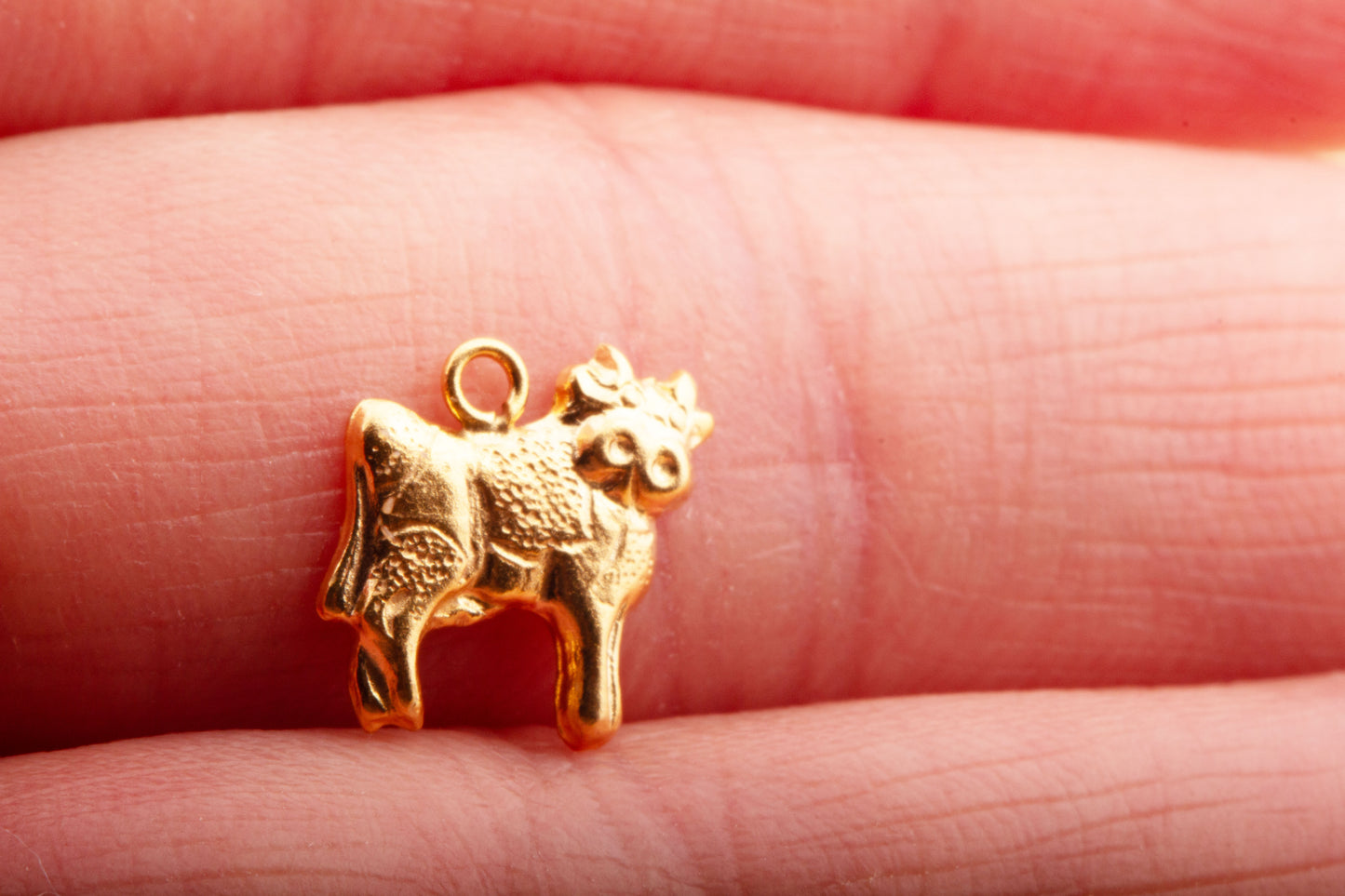 Cow Stamped Charm in Gold Filled, Farm Animal Charm, Farm Charms, Holstein Dairy Cow Gold Filled Charm, Milk Cow, Cattle Charm, Dairy Cow