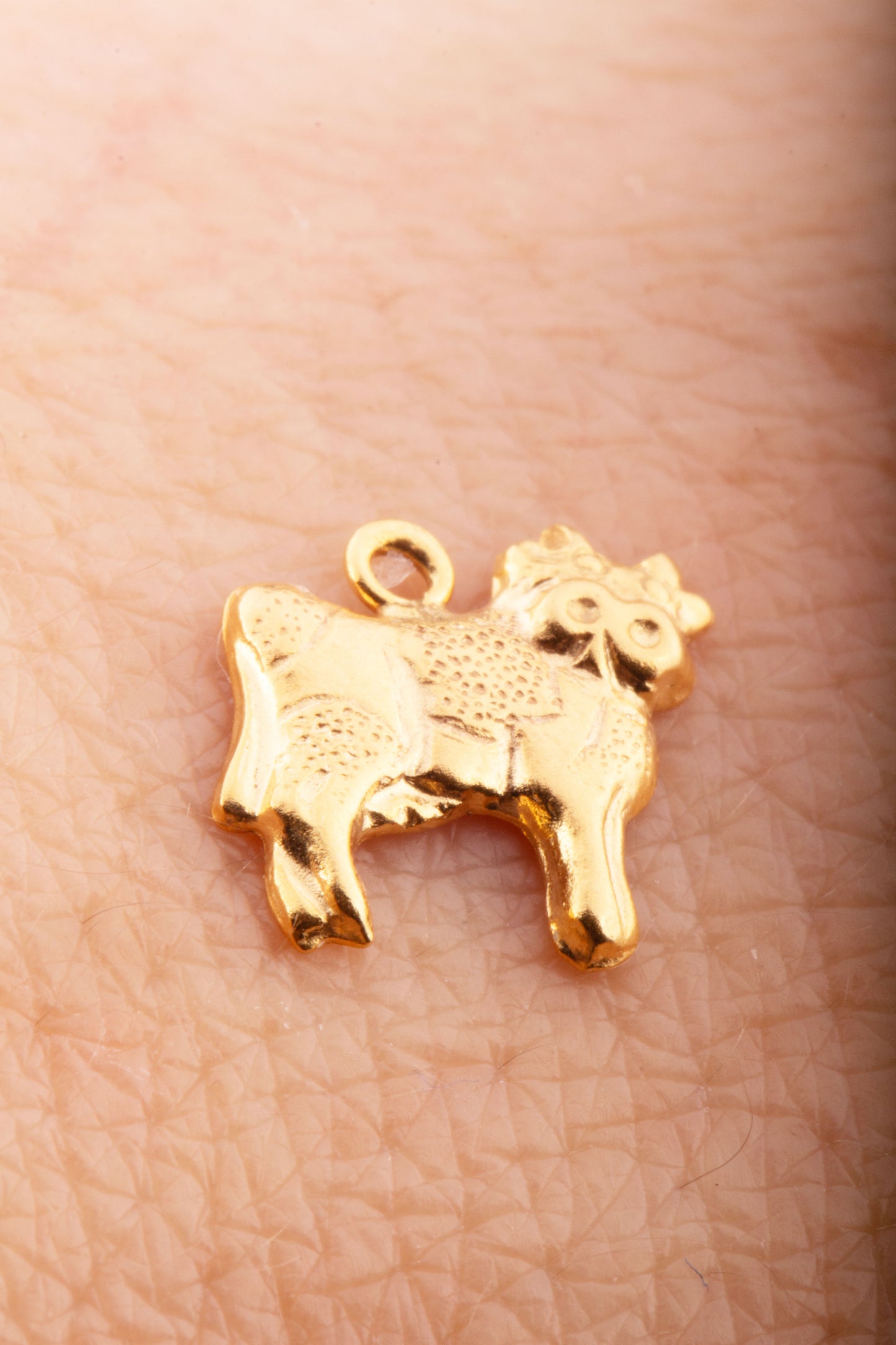 Cow Stamped Charm in Gold Filled, Farm Animal Charm, Farm Charms, Holstein Dairy Cow Gold Filled Charm, Milk Cow, Cattle Charm, Dairy Cow