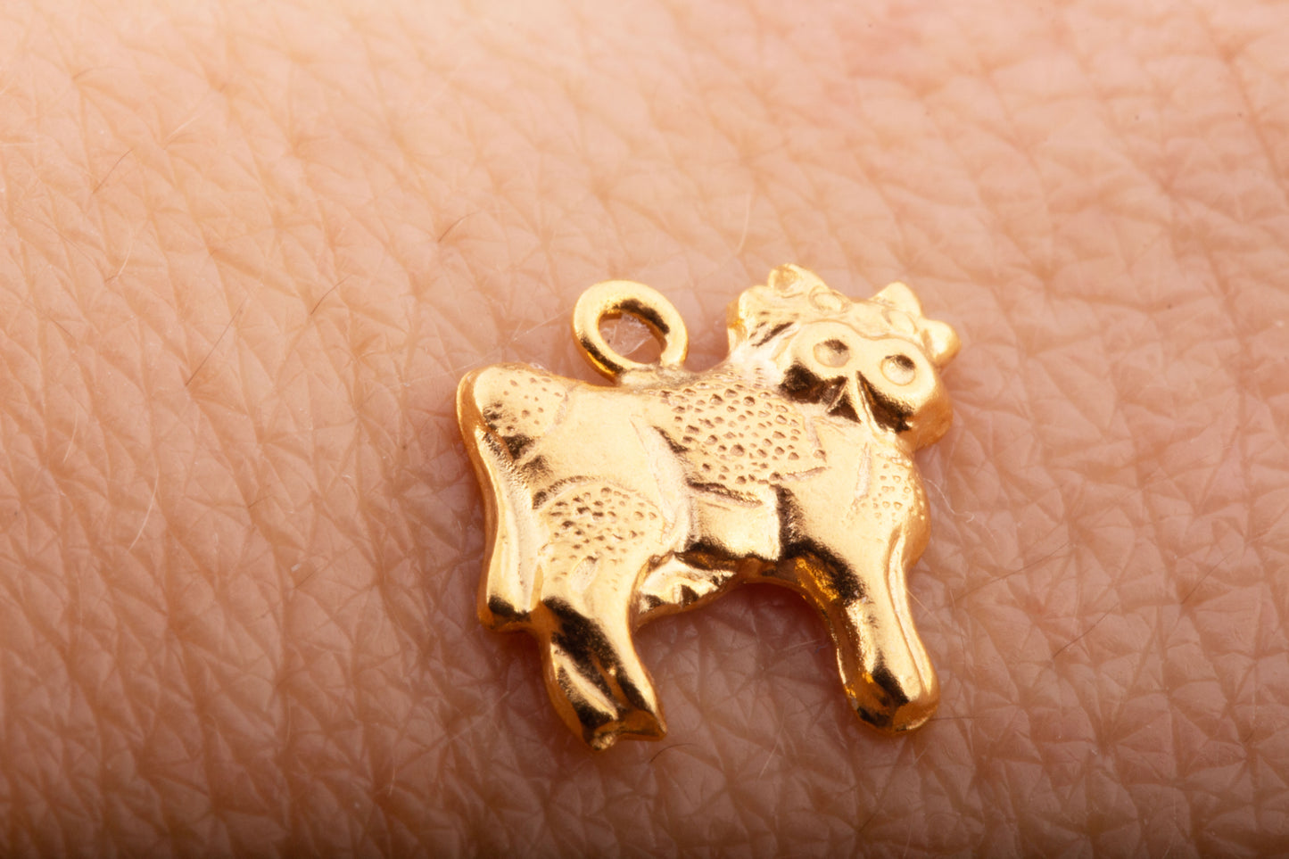 Cow Stamped Charm in Gold Filled, Farm Animal Charm, Farm Charms, Holstein Dairy Cow Gold Filled Charm, Milk Cow, Cattle Charm, Dairy Cow