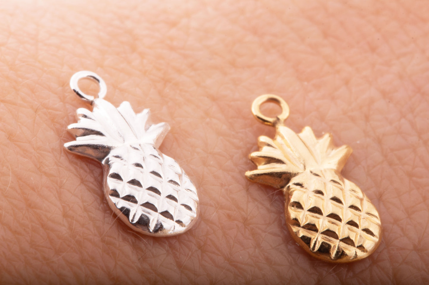 Tiny Pineapple Charm, Tropical Beach Charm, Silver or Gold Filled Food Charm, Dainty Pineapple Charm, Gold or Silver Pineapple Fruit Charm