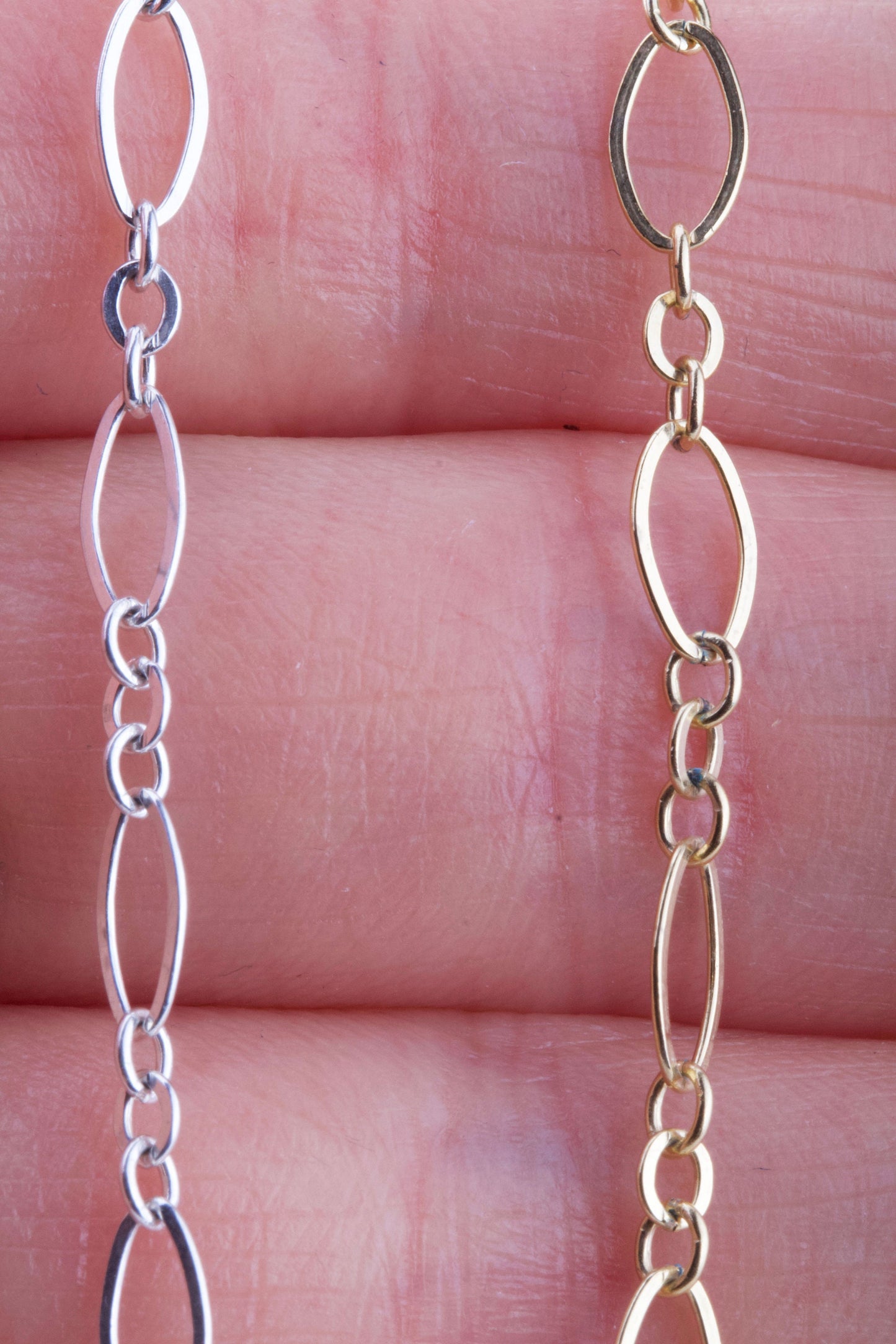 Oval with 3 Links Chain By Foot in Gold Filled, Sterling Silver, Chain Supplies, Bulk Chains in Gold Filled and Silver, Oval Chains