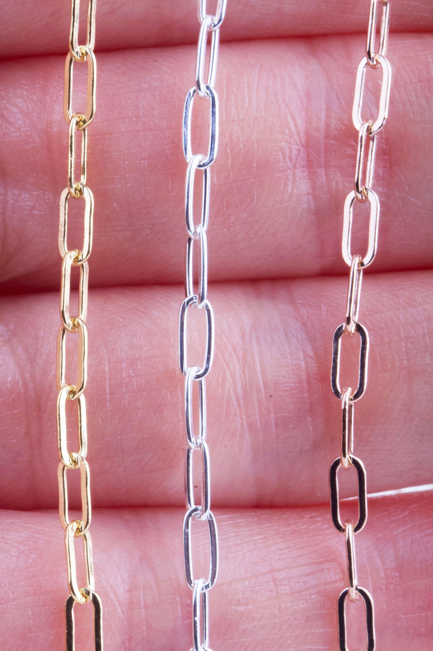 6mm x 3mm Paperclip Chain By Foot in Gold Filled, Sterling Silver, Rose Gold Filled, Elongated Flat Cable, Chain Supplies Permanent Jewelry