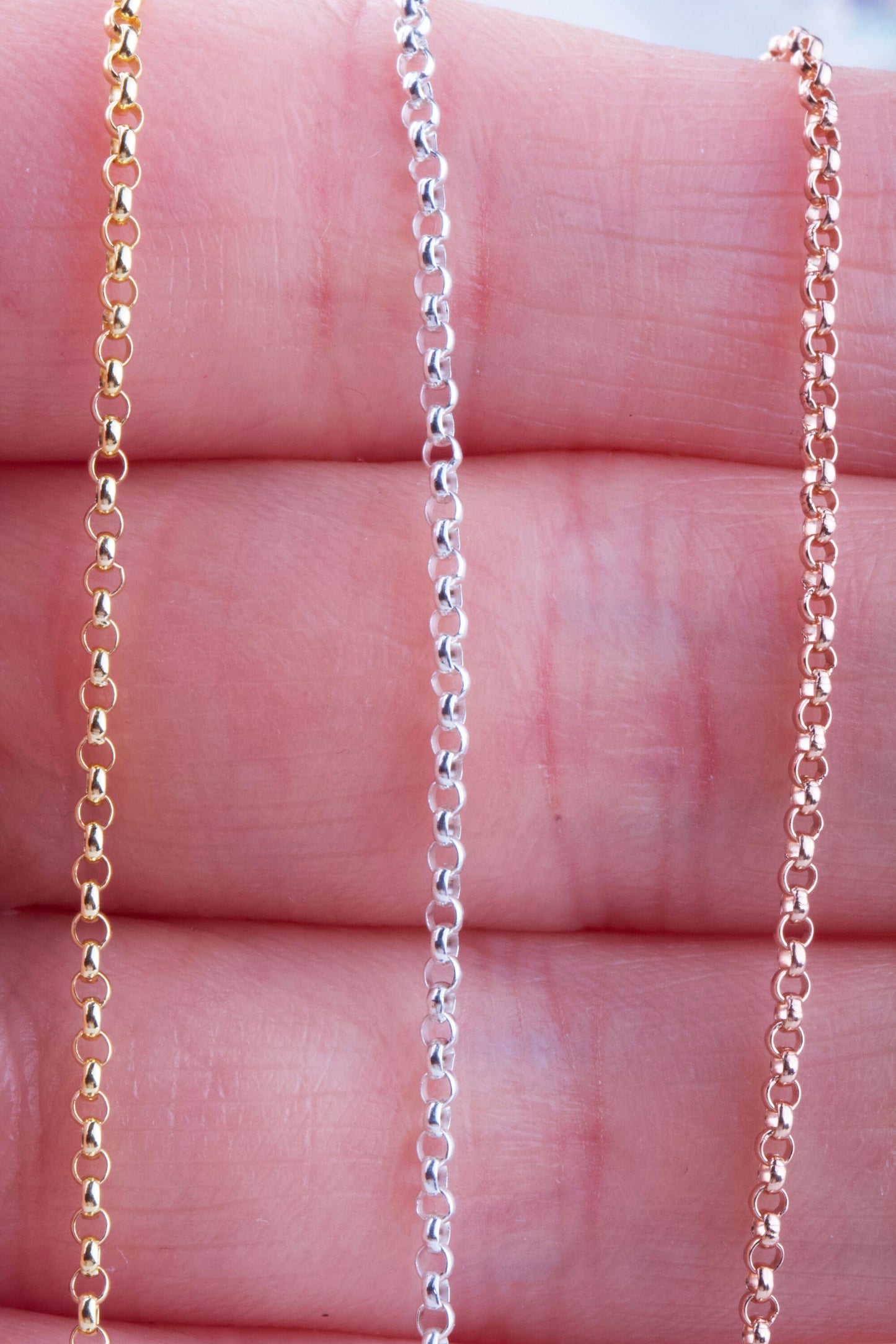 1.4mm x 1.4mm Tiny Rolo Chain by Foot in Silver, Gold Filled, Rose Gold Filled, Chain Supplies for Permanent Jewelry, Bulk Wholesale Chains