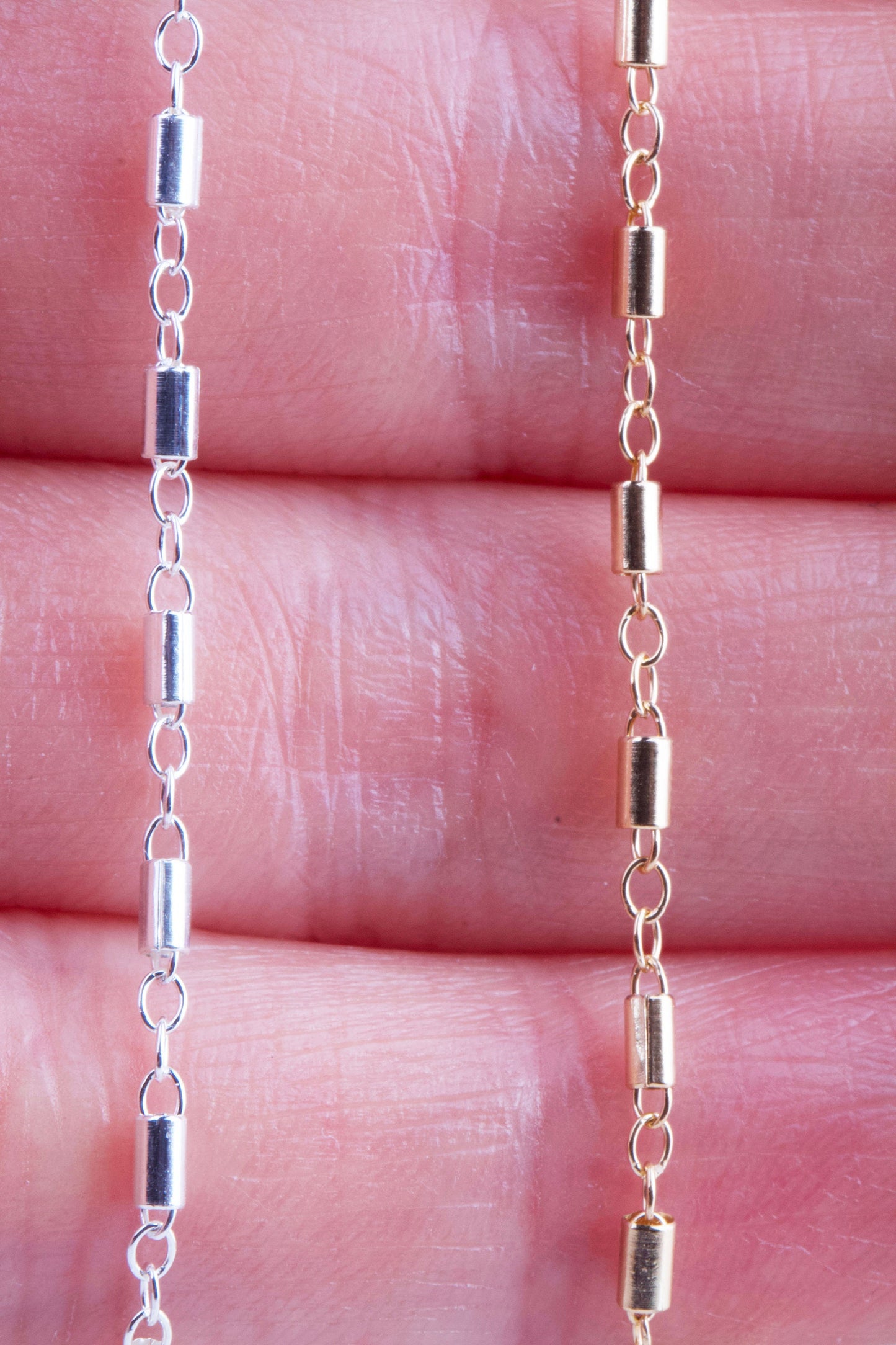 Tube and Link Chain by Foot in Silver, Gold Filled, Chain Supplies for Permanent Jewelry, Bulk Chains for Necklaces and Bracelets