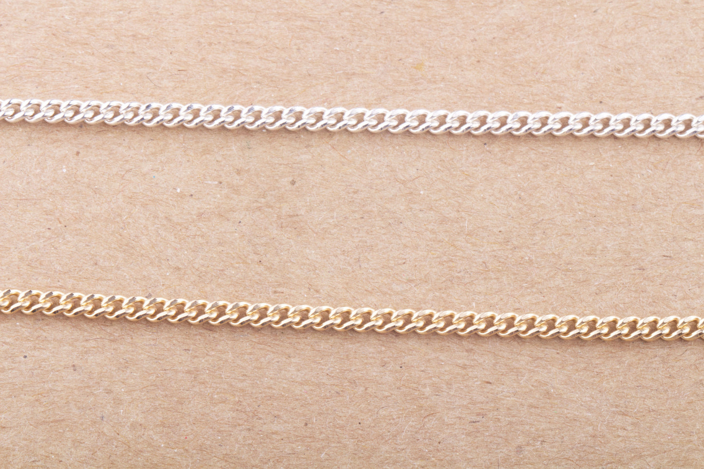 2.5mm x 2.5mm x 1.2mm Tiny Curb Chain by Foot in Gold Filled, Sterling Silver, Bulk Curb Chains, Thick Curb Chain for Permanent Jewelry