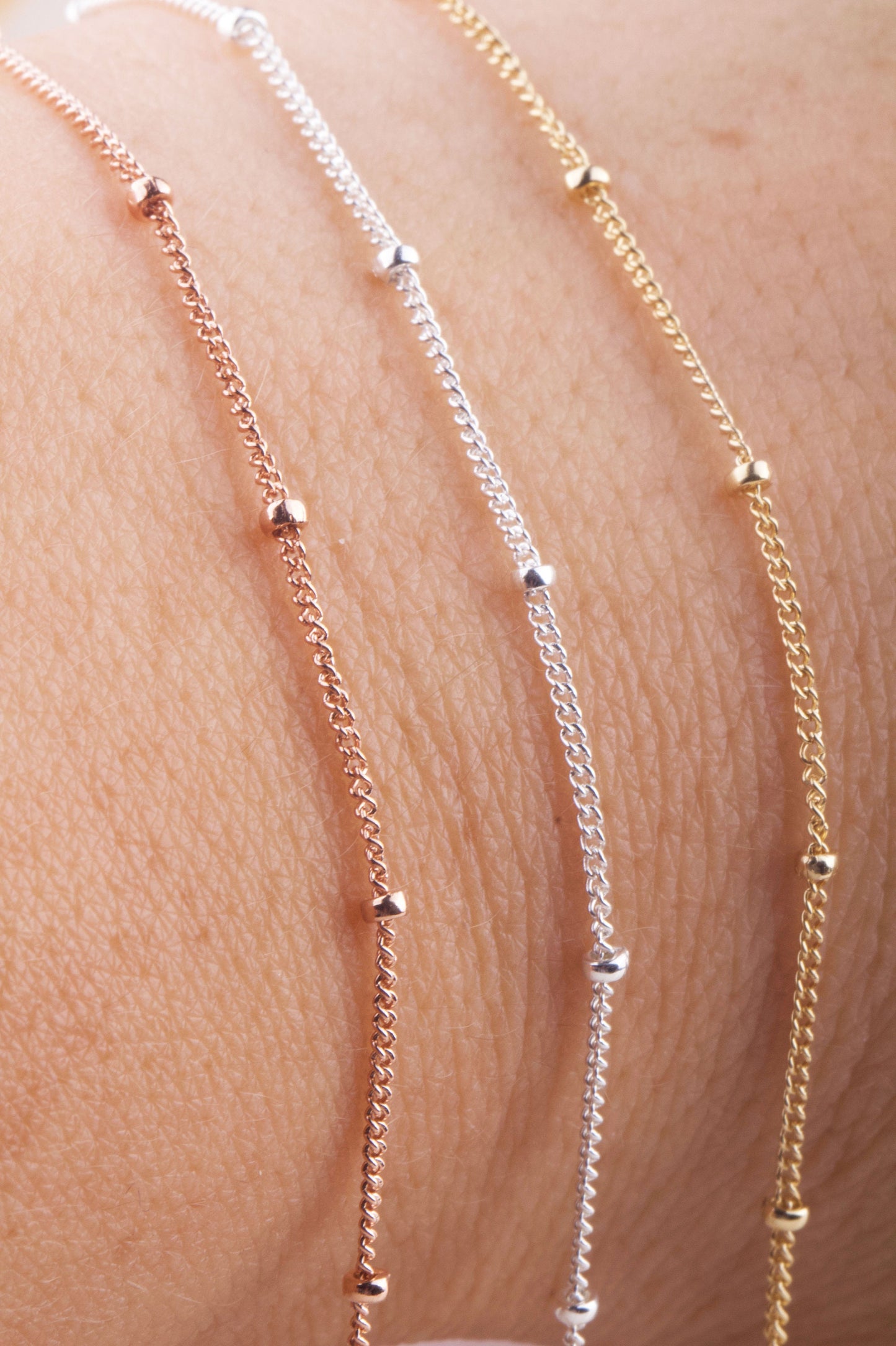 1mm Curb Satellite Chain by Foot in Silver, Gold Filled, Rose Gold Filled, Dainty Satellite Chains, Wire To  Finish Chain, Satellite Curb