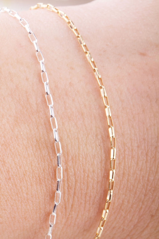 1.5mm x 3mm Tiny Paperclip Chain by Foot in Gold Filled and Sterling Silver, Great for Permanent Jewelry, Bulk Wholesale Chains