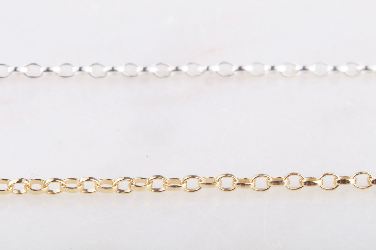 2.6mm x 1.8mm Tiny Rolo Oval Chain By Foot in Silver, Gold Filled, Great for Permanent Jewelry, Bracelet, Anklet, Bulk Dainty Chains