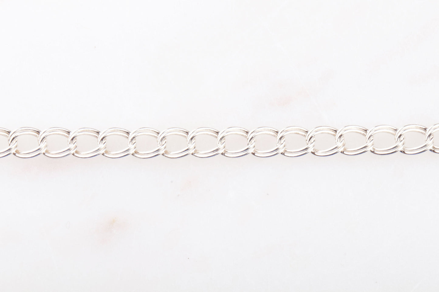 4mm x 5mm Double Link Charm Bracelet Chain By Foot Sterling Silver, Chain Supplies for Permanent Jewelry, Bulk Double Link Charm Bracelet