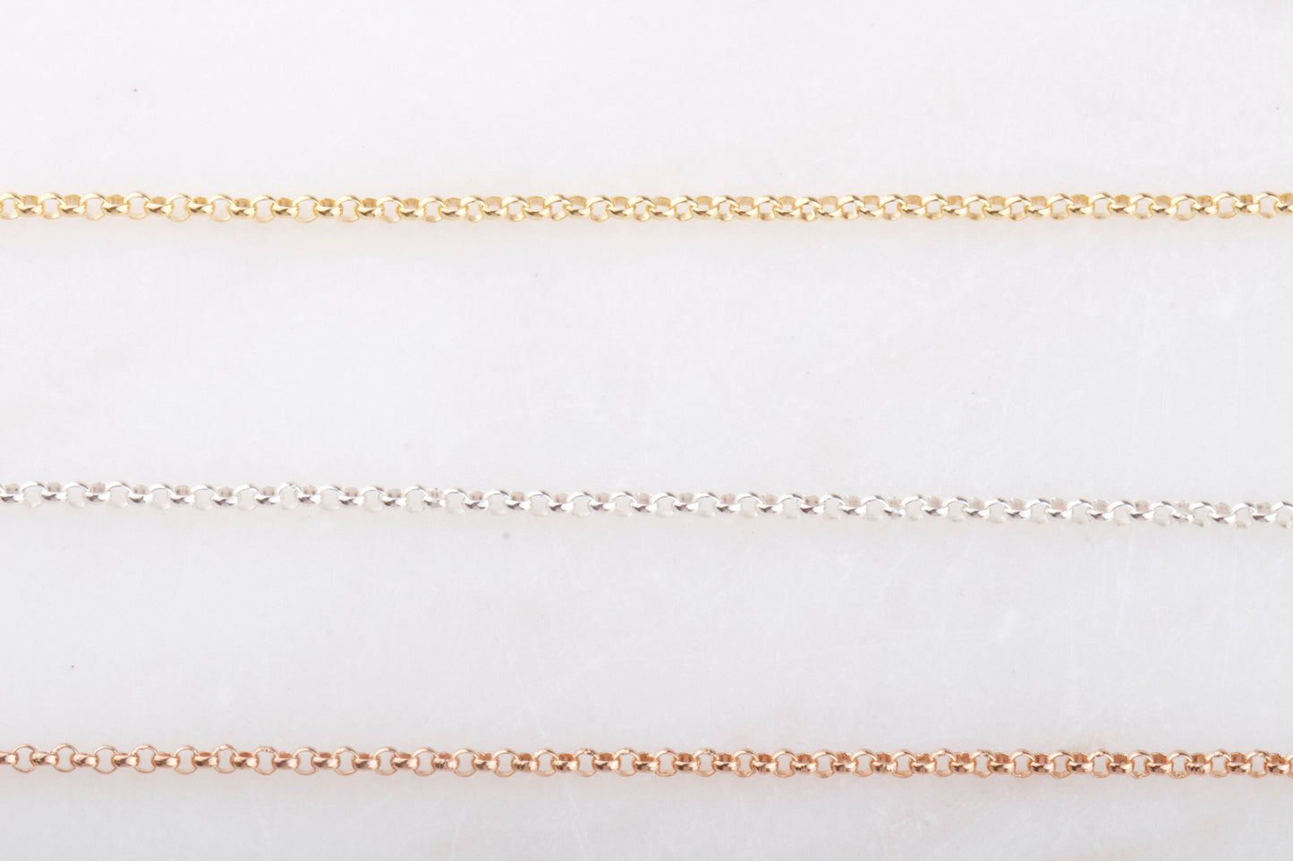 1.4mm x 1.4mm Tiny Rolo Chain by Foot in Silver, Gold Filled, Rose Gold Filled, Chain Supplies for Permanent Jewelry, Bulk Wholesale Chains