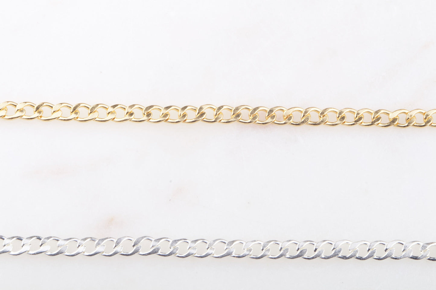 4mm x 1mm Curb Chain By Foot in Silver, Gold Filled, Great for Permanent Jewelry, Permanent Bracelet, Anklet, Statement Chain, Bulk Curb