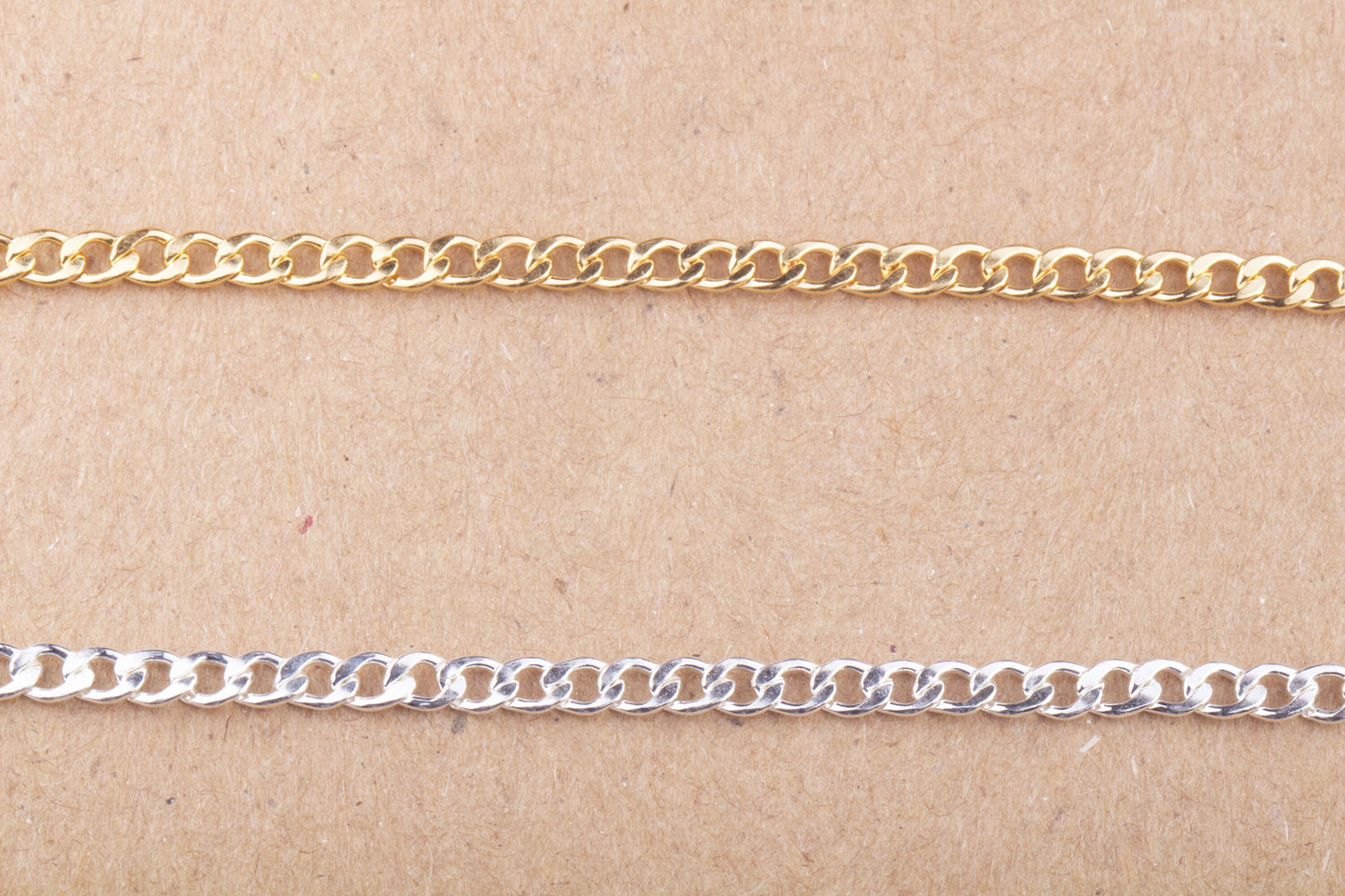 4mm x 1mm Curb Chain By Foot in Silver, Gold Filled, Great for Permanent Jewelry, Permanent Bracelet, Anklet, Statement Chain, Bulk Curb