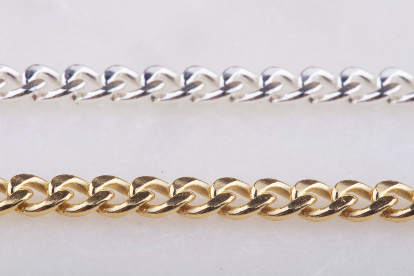 3mm x 2.5mm Curb Chain By Foot in Silver, Gold Filled, Great for Permanent Jewelry, Permanent Bracelet, Anklet, Statement Chain, Bulk Curb