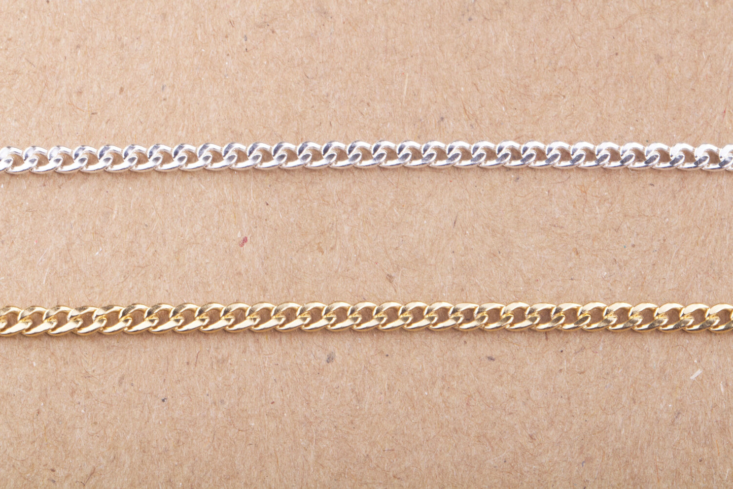 3mm x 2.5mm Curb Chain By Foot in Silver, Gold Filled, Great for Permanent Jewelry, Permanent Bracelet, Anklet, Statement Chain, Bulk Curb