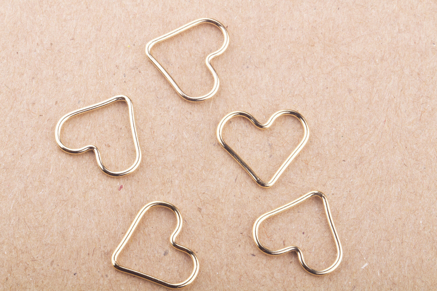 Set of 5 - Heart Connectors in Gold Filled, Sterling Silver, Rose Gold Filled, Great for Permanent Jewelry, Permanent Jewelry Supplies, 15mm