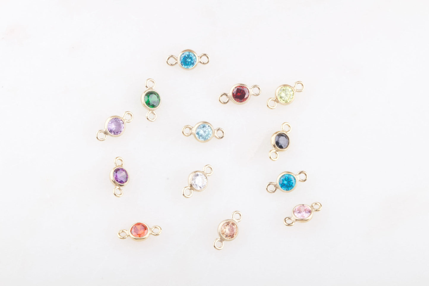 3mm - 14K Gold Filled CZ Birthstone Connectors, Top Quality Cubic Zirconia Bezel Charm, Permanent Jewelry Supply, CZ Birthstone Connectors