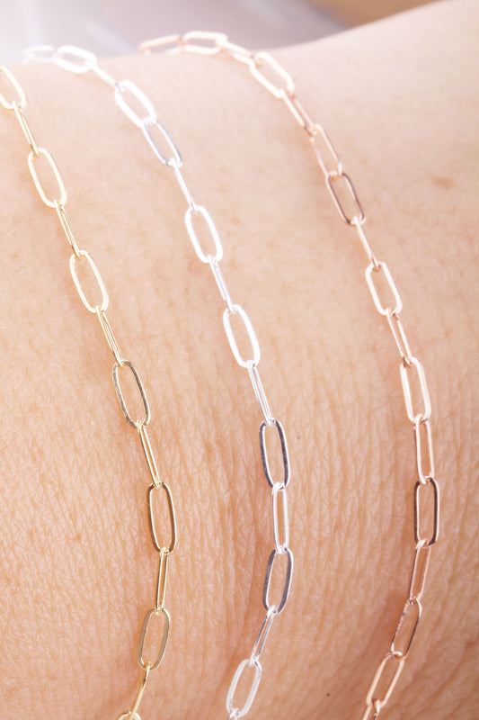 5mm x 2mm Paperclip Chain by Foot, Elongated Links in Silver, Gold Filled, Rose Gold Filled, For Permanent Jewelry Supplies, Bulk Chains