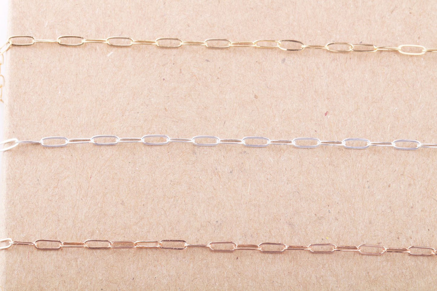 5mm x 2mm Paperclip Chain by Foot, Elongated Links in Silver, Gold Filled, Rose Gold Filled, For Permanent Jewelry Supplies, Bulk Chains