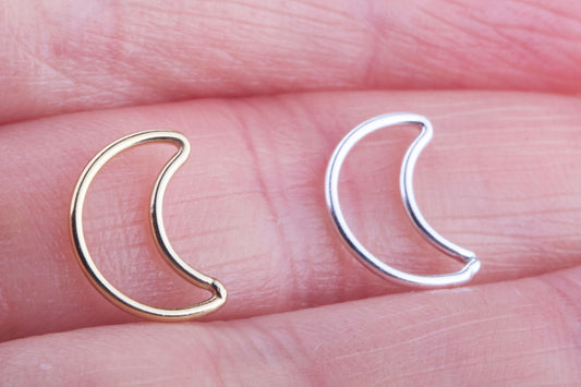 Set of 5 Moon Connectors in Sterling Silver, Gold Filled, For Permanent Jewelry, 10mm Wire Moon, Crescent Moon Findings, For Permanent Chain