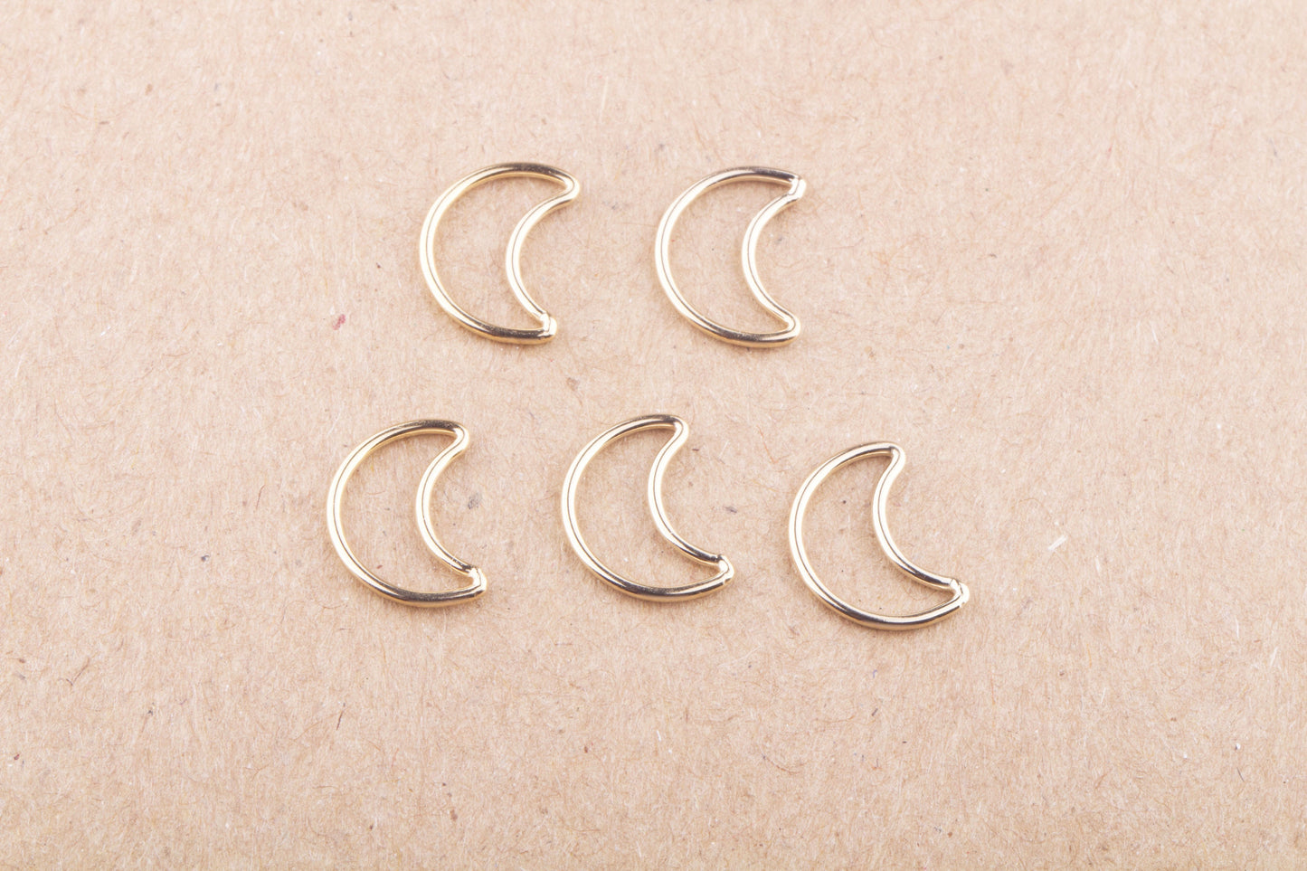 Set of 5 Moon Connectors in Sterling Silver, Gold Filled, For Permanent Jewelry, 10mm Wire Moon, Crescent Moon Findings, For Permanent Chain