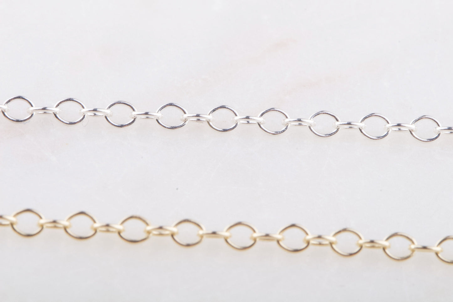 Round Oval Cable Chain in Sterling Silver and Gold Filled For Permanent Jewelry, Charm Bracelet, Dainty Chain for Permanent Bracelet