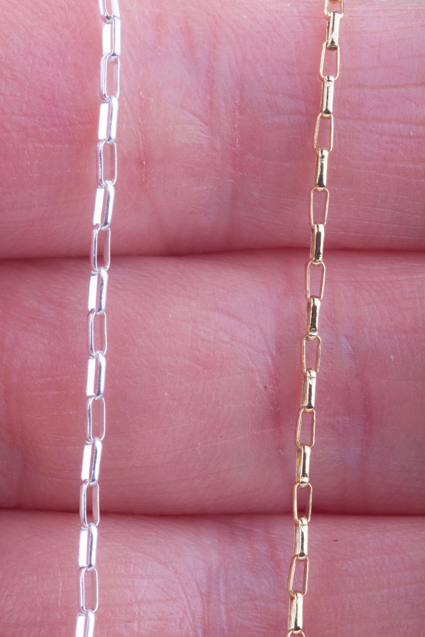 1.5mm x 3mm Tiny Paperclip Chain by Foot in Gold Filled and Sterling Silver, Great for Permanent Jewelry, Bulk Wholesale Chains