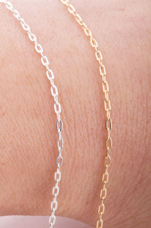 2mm x 1mm Paperclip Chain By Foot in Gold Filled, Sterling Silver, Rose Gold Filled, Elongated Flat Cable, Chain Supplies Permanent Jewelry