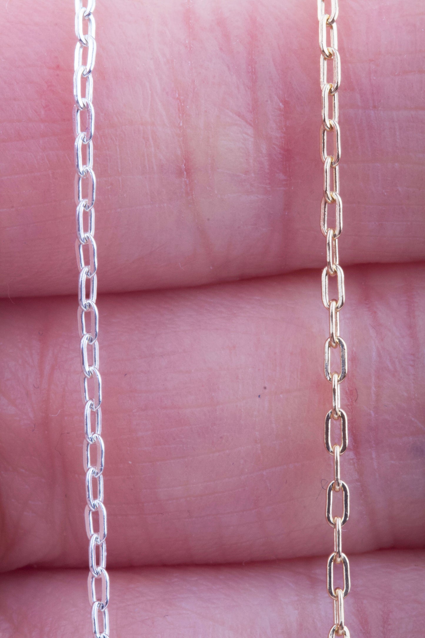 2mm x 1mm Paperclip Chain By Foot in Gold Filled, Sterling Silver, Rose Gold Filled, Elongated Flat Cable, Chain Supplies Permanent Jewelry