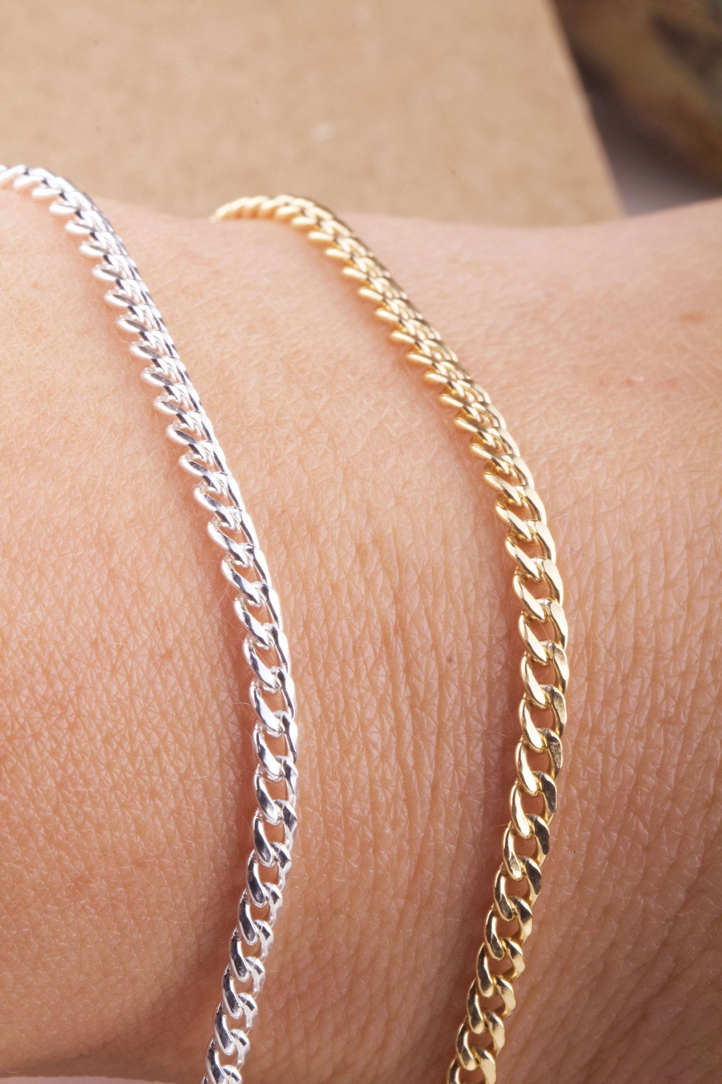 3mm x 2.5mm Curb Chain By Foot in Silver, Gold Filled, Great for Permanent Jewelry, Permanent Bracelet, Anklet, Statement Chain, Bulk Curb