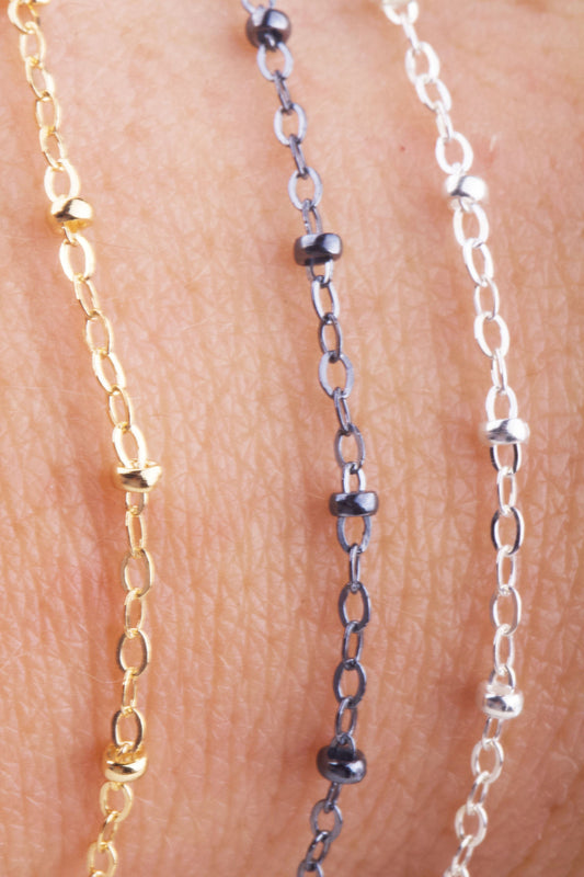 Satellite Cable Chain by Foot in Silver, Gold Filled, Oxidized Silver, Dainty Satellite Chains, Wire To  Finish Chain, Satellite Cable