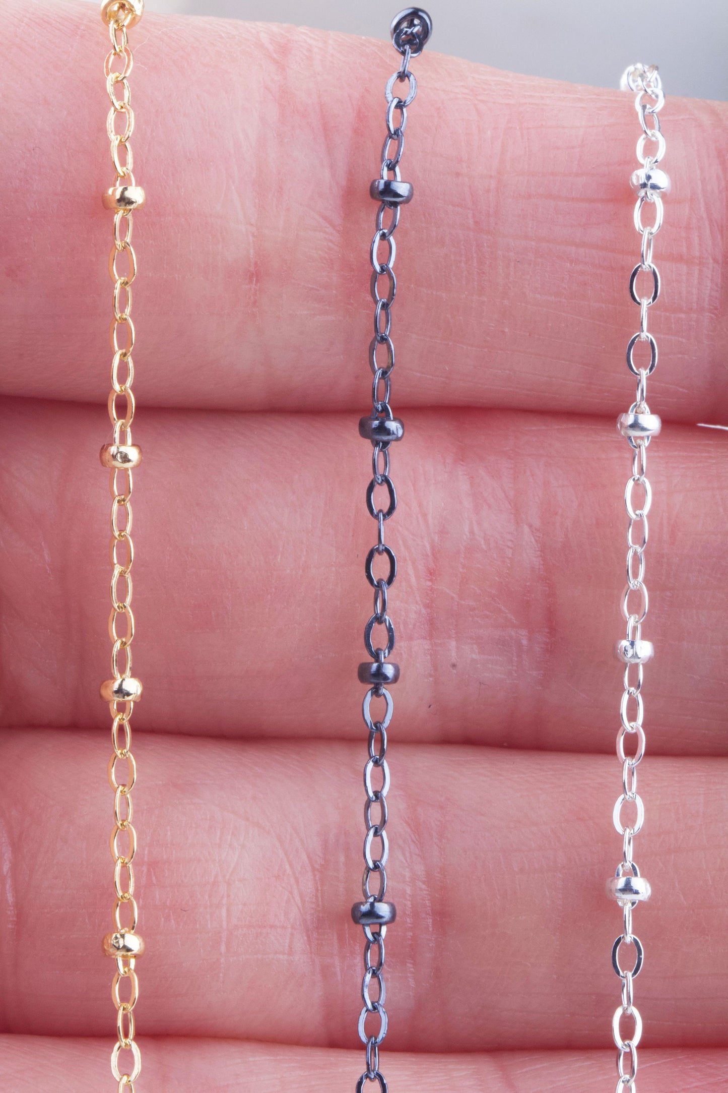 Satellite Cable Chain by Foot in Silver, Gold Filled, Oxidized Silver, Dainty Satellite Chains, Wire To  Finish Chain, Satellite Cable