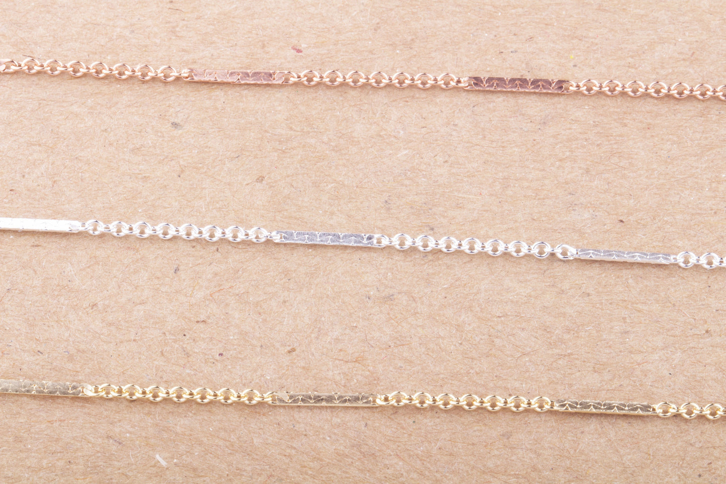 Bar and Cable Link Chain by Foot in Gold Filled, Sterling Silver, Rose Gold Filled, Need Wire to Finish Chain, Bulk Chain Supplies