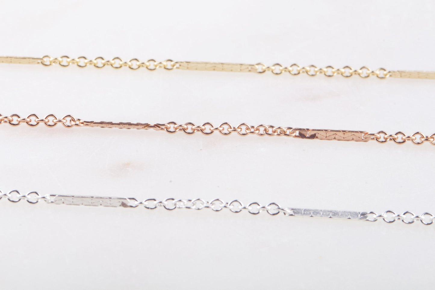 Bar and Cable Link Chain by Foot in Gold Filled, Sterling Silver, Rose Gold Filled, Need Wire to Finish Chain, Bulk Chain Supplies