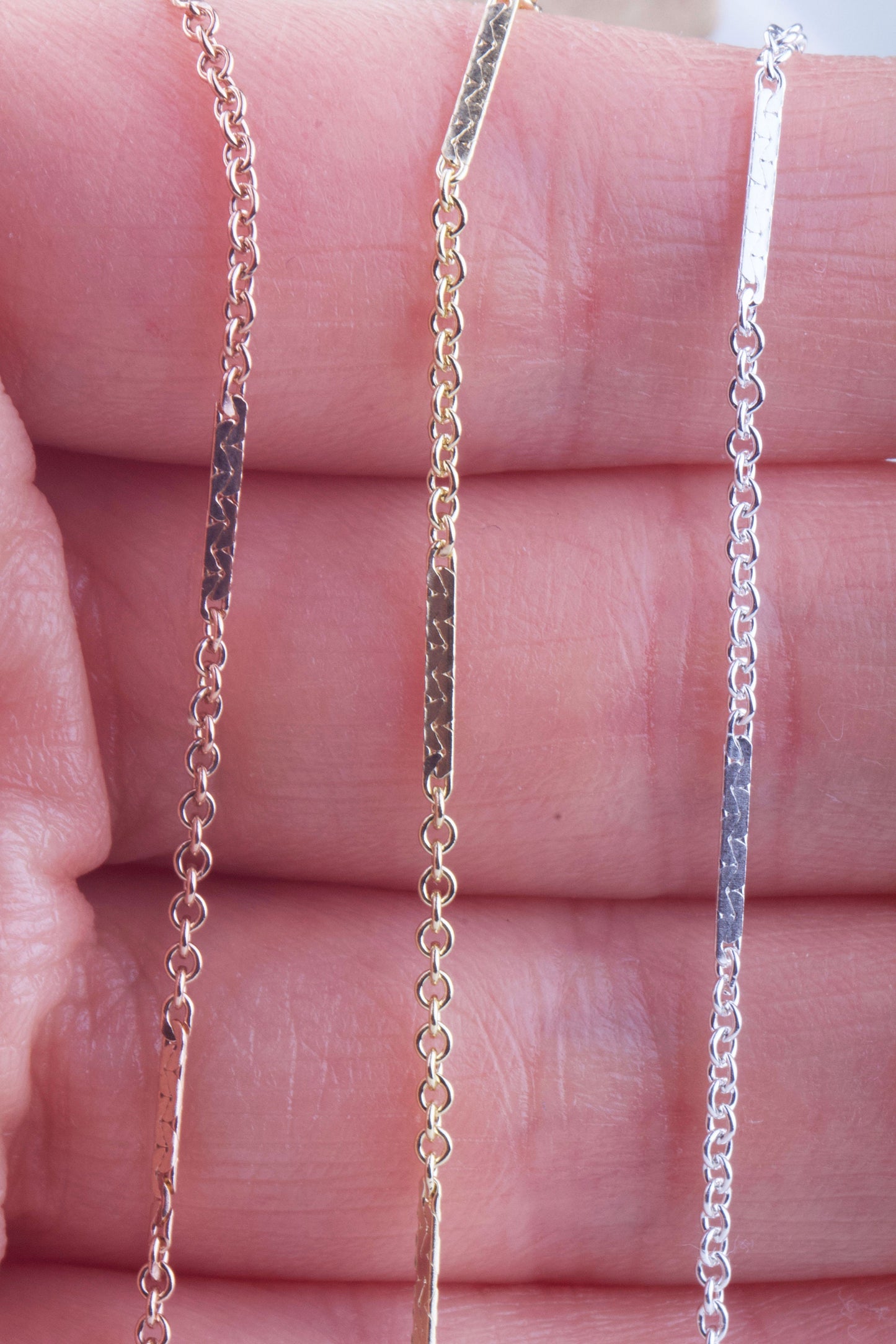 Bar and Cable Link Chain by Foot in Gold Filled, Sterling Silver, Rose Gold Filled, Need Wire to Finish Chain, Bulk Chain Supplies