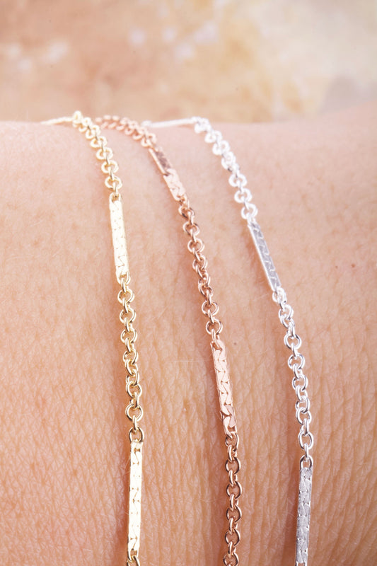 Bar and Cable Link Chain by Foot in Gold Filled, Sterling Silver, Rose Gold Filled, Need Wire to Finish Chain, Bulk Chain Supplies