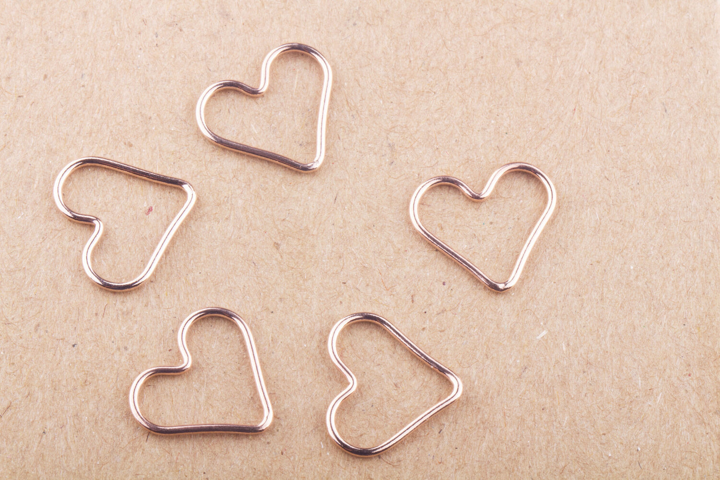 Set of 5 - Heart Connectors in Gold Filled, Sterling Silver, Rose Gold Filled, Great for Permanent Jewelry, Permanent Jewelry Supplies, 15mm