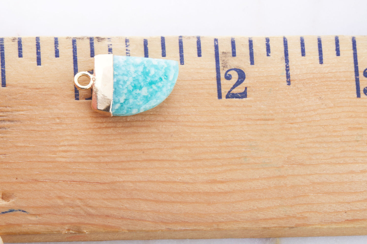 Amazonite Gemstone Horn Tooth Drop Pendant, Gemstone Pendant, For Permanent Jewelry, Permanent Jewelry Charm