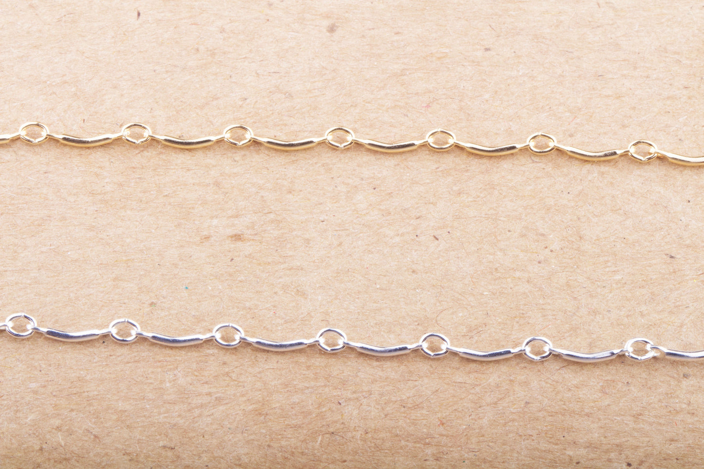 Tiny Curved Bar and Link Chain by Foot in Sterling Silver, Gold Filled, Great for Permanent Jewelry, Permanent Bracelet, Add Charms to Link