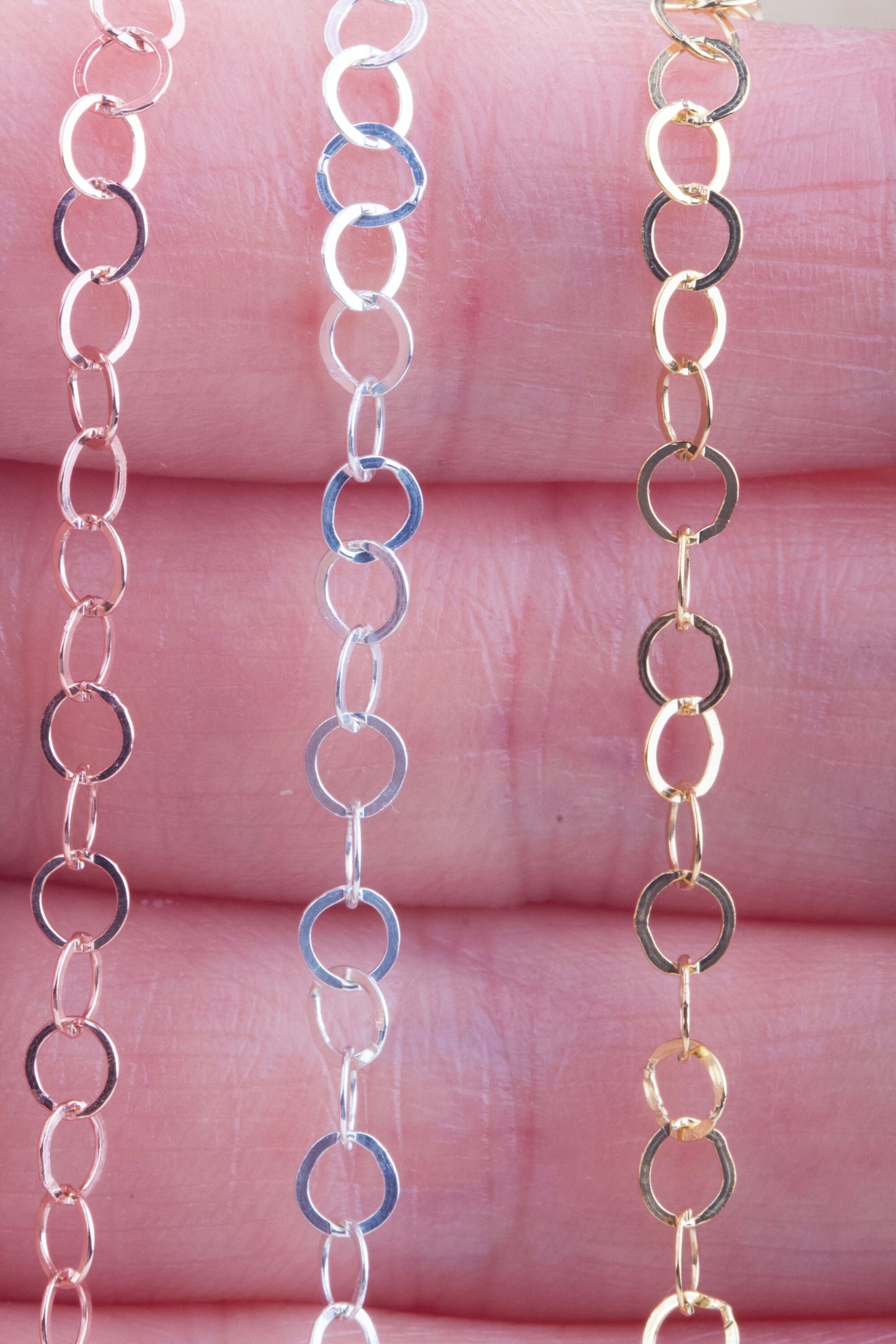 4.5mm x 4mm Flat Round Cable Chain in Sterling Silver, Gold Filled, Rose Gold Filled For Permanent Jewelry, Extension Chain, Permanent Chain