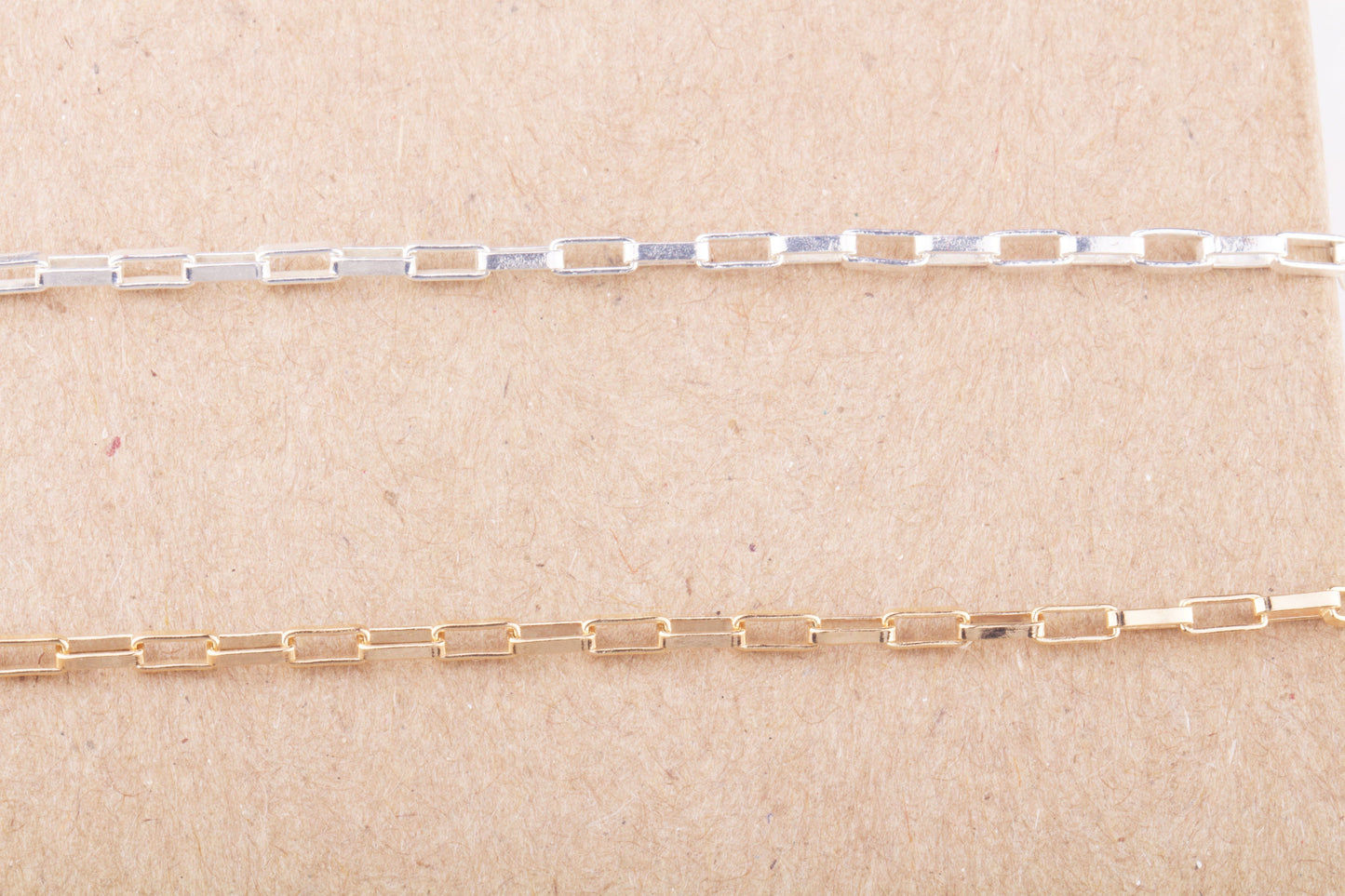 1mm x 4mm Long Box Chain in Sterling Silver and Gold Filled, For Permanent Chain Jewelry, Bulk Chain Supplies, Permanent Bracelet, Anklet