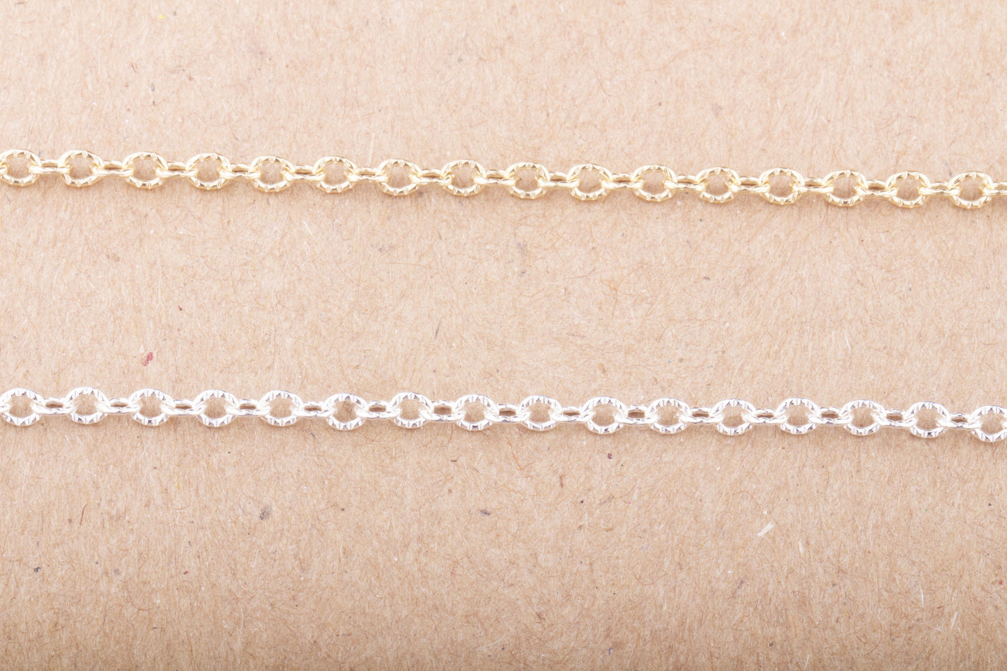 3mm x 2mm Tiny Texture Oval Chain by Foot in Sterling Silver, Gold Filled, Great for Permanent Jewelry, Permanent Bracelet, Anklet