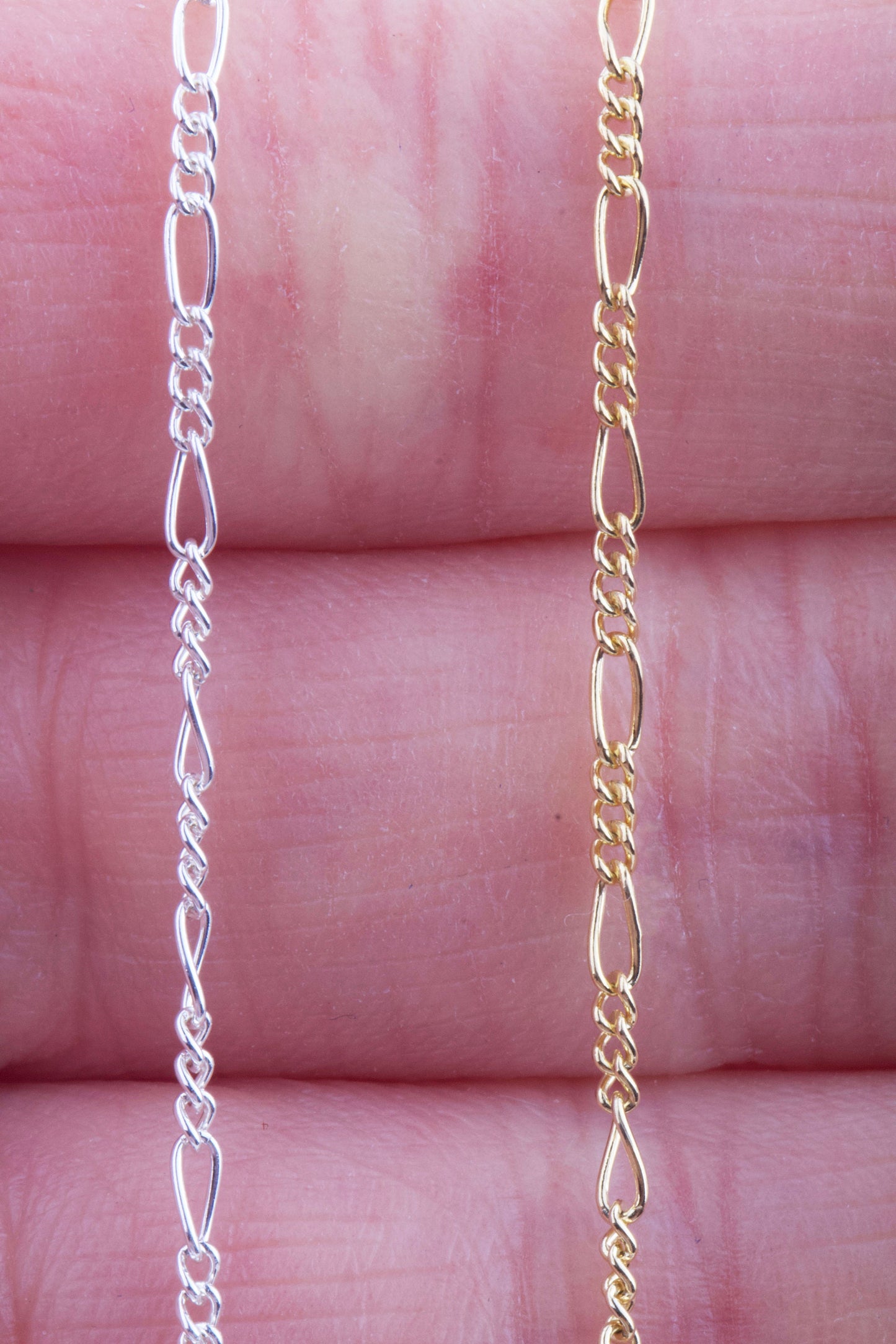 1.5mm x 3.5mm Tiny Figaro Chain by Foot in Sterling Silver, Gold Filled, Great for Permanent Jewelry, Bulk Wholesale Chains