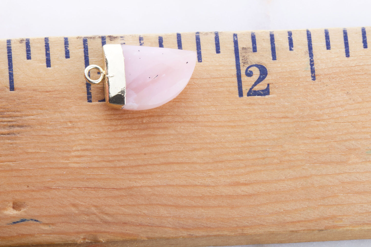 Pink Opal Gemstone Horn Tooth Drop Pendant, Gemstone Pendant, For Bracelet, Necklace, For Permanent Jewelry