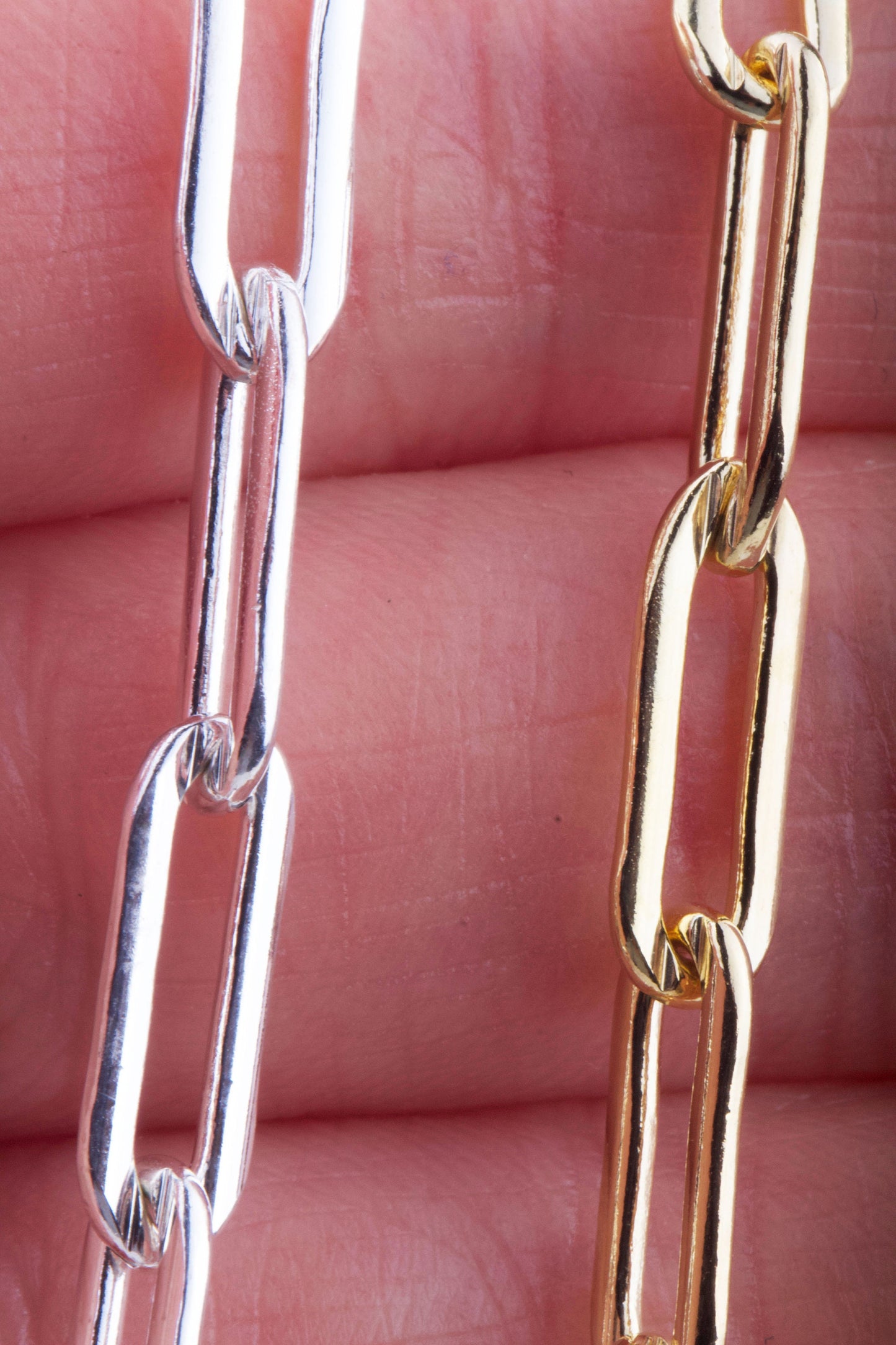 15mm x 5mm Thick Paperclip Chain By Foot in Gold Filled, Sterling Silver, Elongated Flat Large Cable, Bulk Permanent Jewelry Wholesale Chain