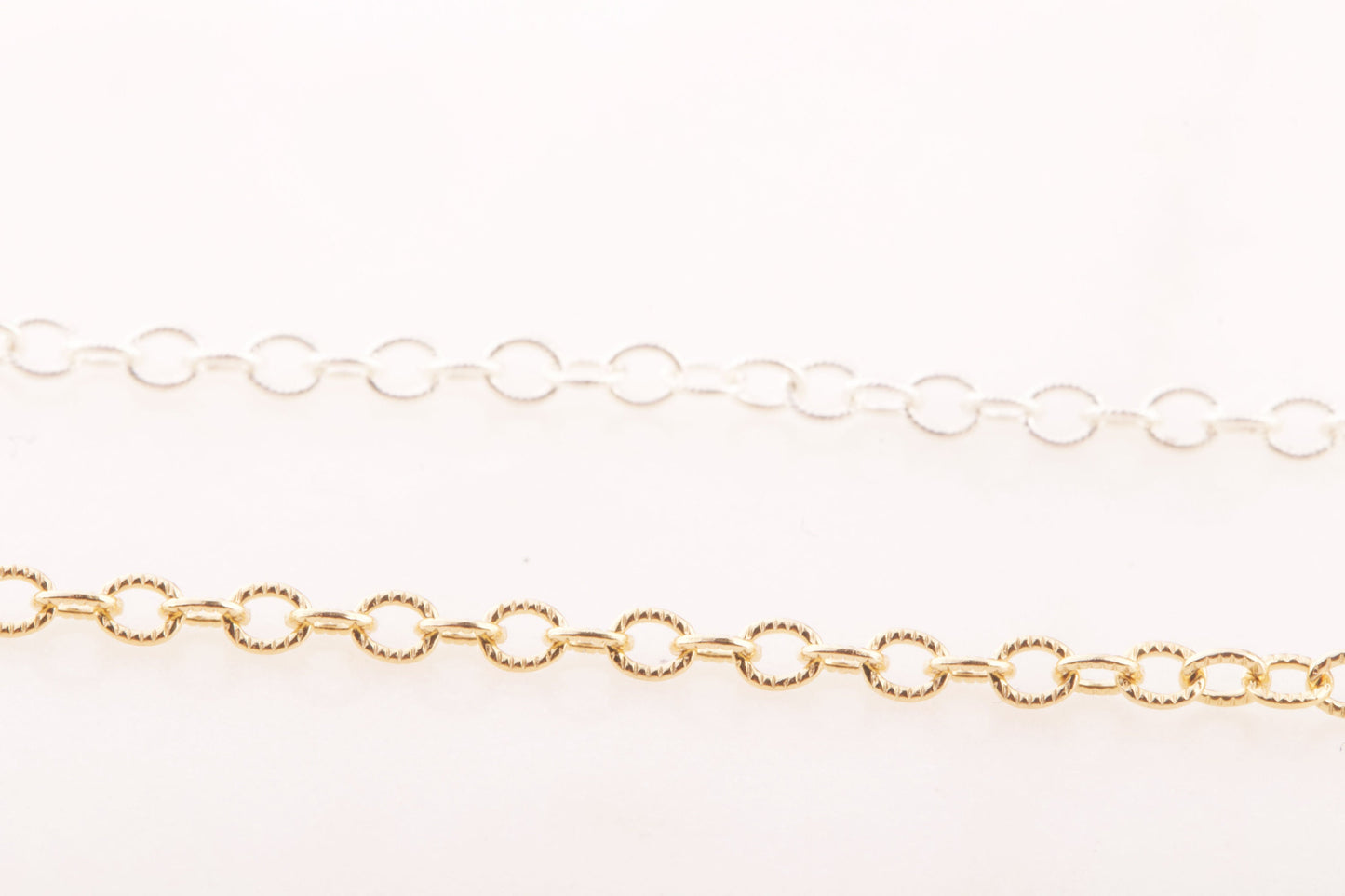 2.2mm x 1.9mm Tiny Texture Oval Chain by Foot in Sterling Silver, Gold Filled, Great for Permanent Jewelry, Permanent Bracelet, Anklet