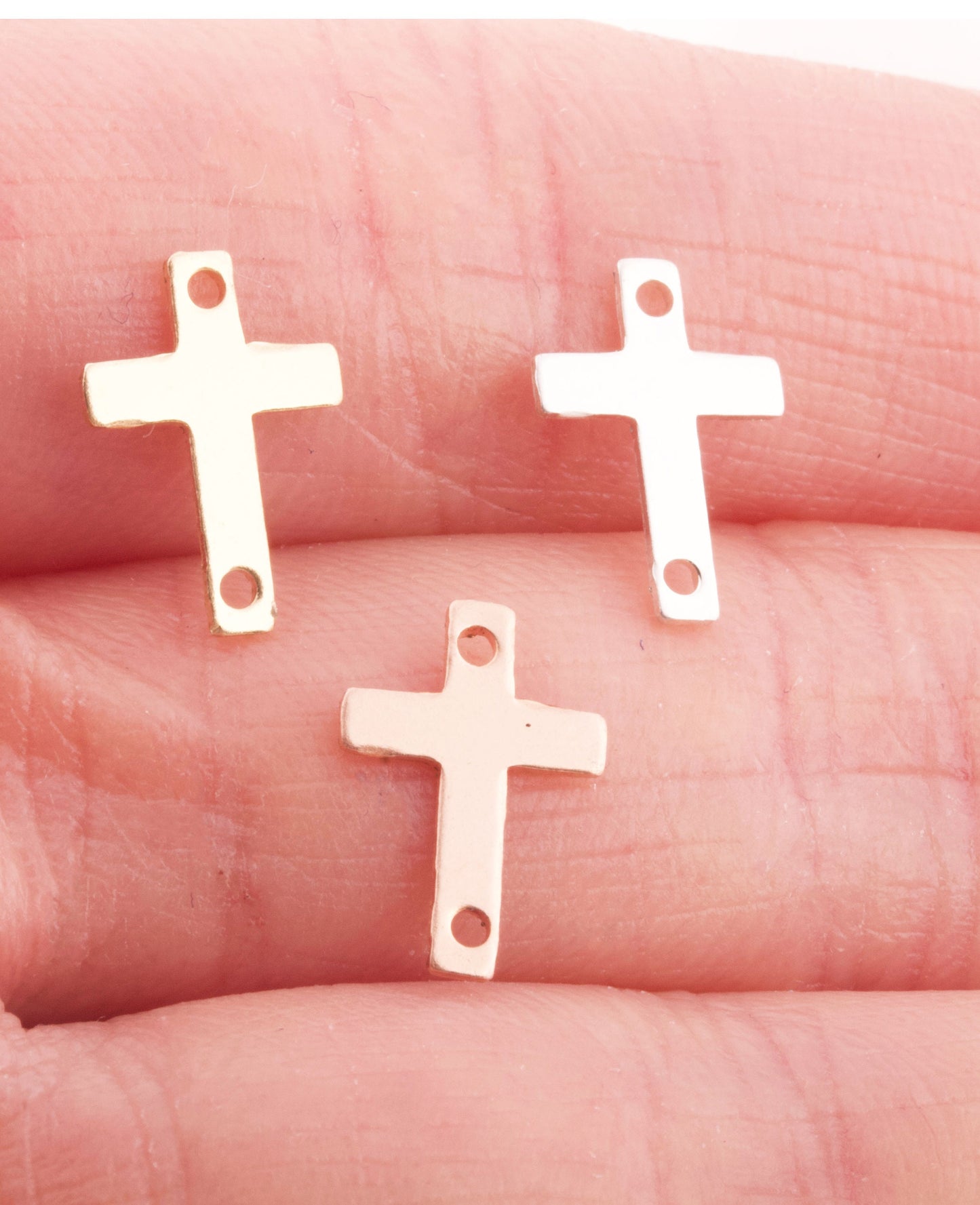 10 pieces - 12mm x 8mm 24 Gauge Tiny Cross Stamping Connector, For Permanent Jewelry, Permanent Bracelet, Permanent Anklet, Cross Connector