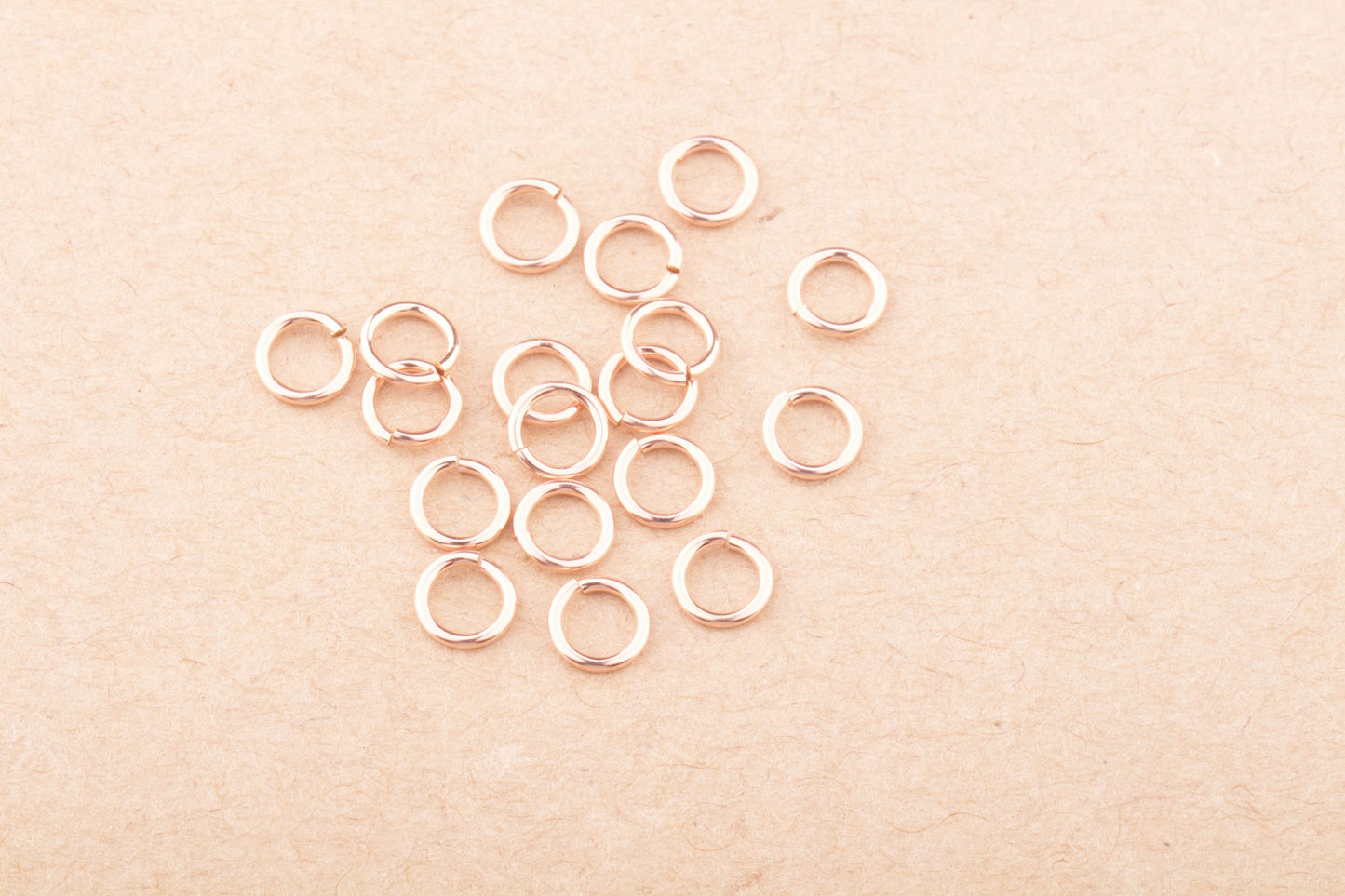 5mm 20.5 Gauge Open Jump Rings in Rose Gold Filled, For Permanent Jewelry Chain, Wholesale Permanent Chains, USA made, Set of 50, 100 Pieces